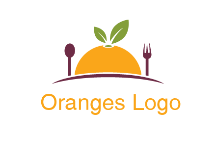 fork and spoon on side of half orange with leaves restaurant logo