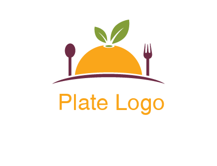 fork and spoon on side of half orange with leaves restaurant logo