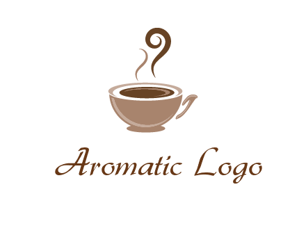 fancy coffee cup with steam beverage logo