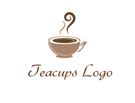 fancy coffee cup with steam beverage logo