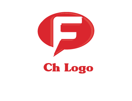 letter f inside the speech bubble logo