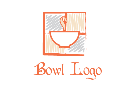 hot bowl in paint effect squares food logo