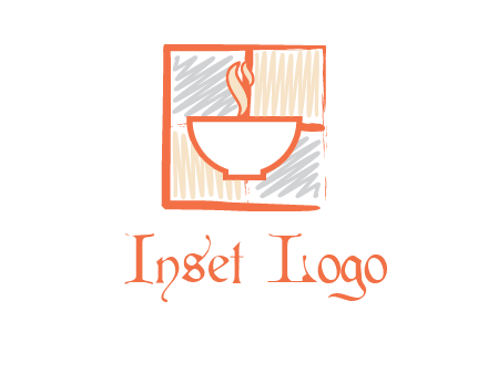 hot bowl in paint effect squares food logo