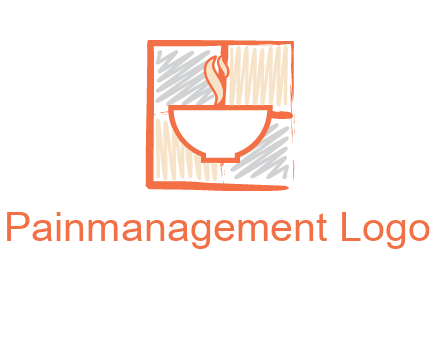 hot bowl in paint effect squares food logo
