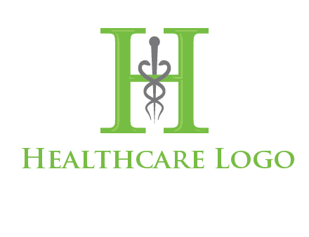 medical sign between the letter h logo