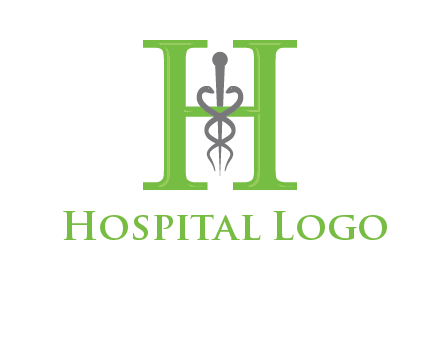 medical sign between the letter h logo