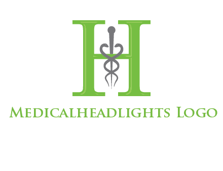 medical sign between the letter h logo