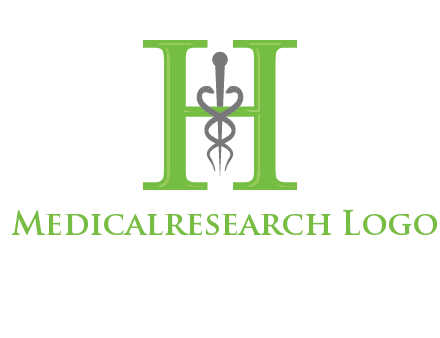 medical sign between the letter h logo