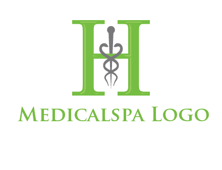 medical sign between the letter h logo