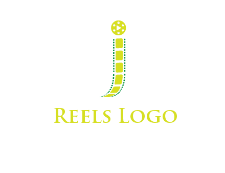 film reel forming letter j logo