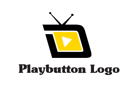 Play button is placed inside a TV forming letter d shape