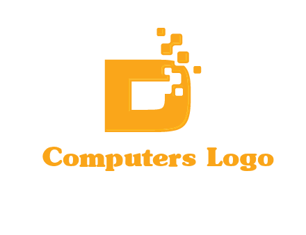 Technology pixels merged with letter d logo