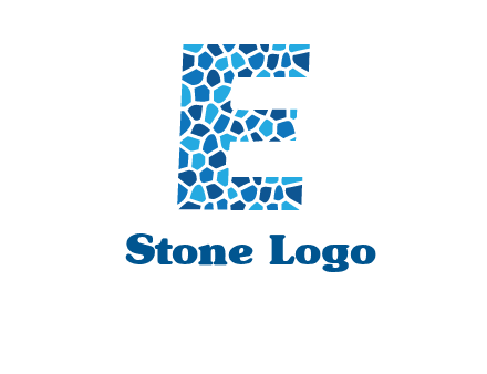 rock stones forming letter e logo