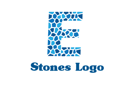 rock stones forming letter e logo