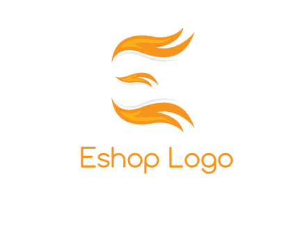 Fire forming letter e logo