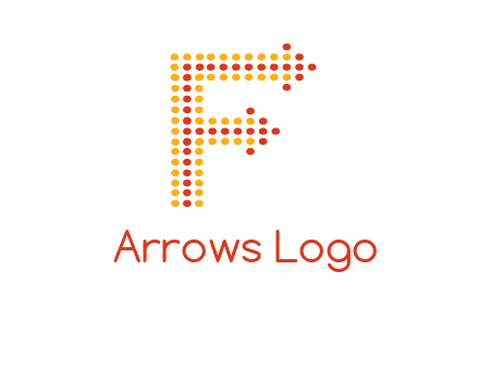 dots forming letter f with arrows logo