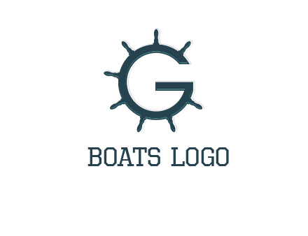 ship wheel forming letter g logo