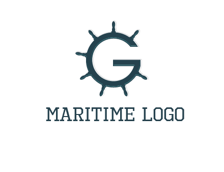 ship wheel forming letter g logo