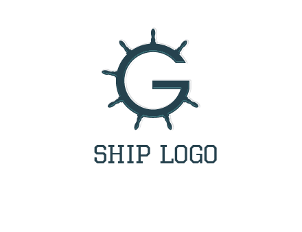 ship wheel forming letter g logo