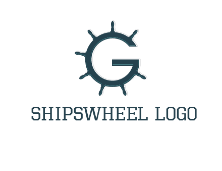 ship wheel forming letter g logo