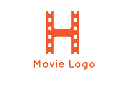 film reel forming letter h logo