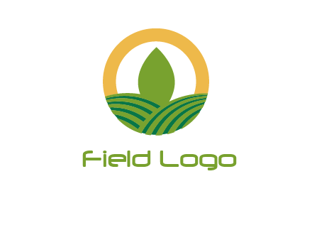 abstract tree and fields in circle logo