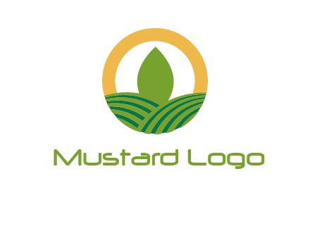 abstract tree and fields in circle logo