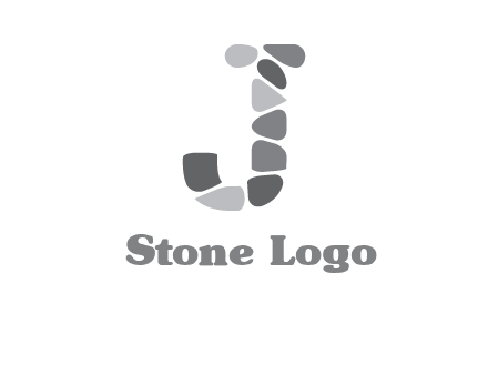 Stones forming letter j logo