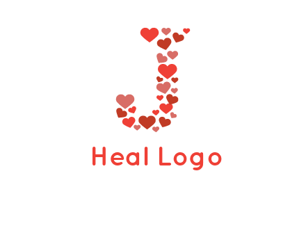 hearts forming letter j logo