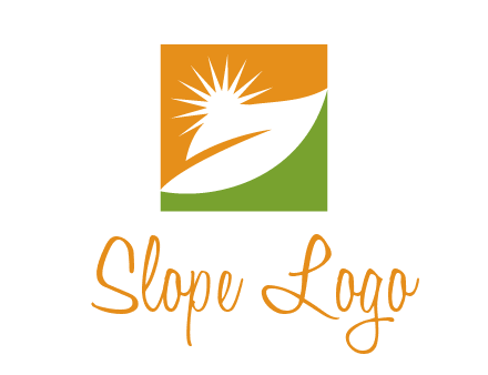 leaf and sun in square environment logo