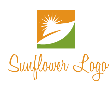 leaf and sun in square environment logo