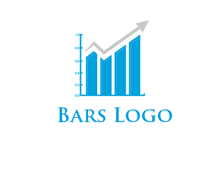 bars showing business profit showed by an arrow  logo