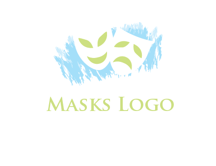 theater mask in front of artistic background logo