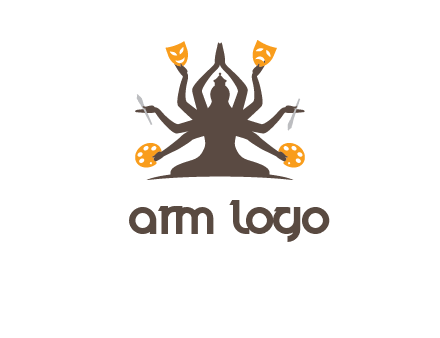 goddess holding art tools logo