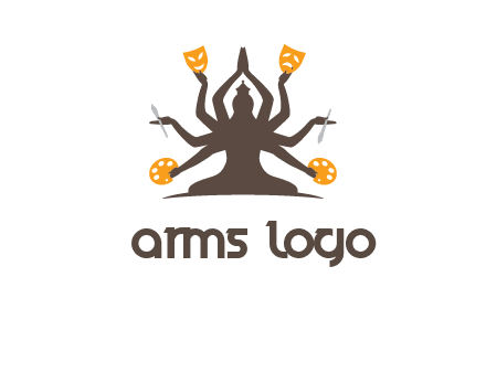 goddess holding art tools logo