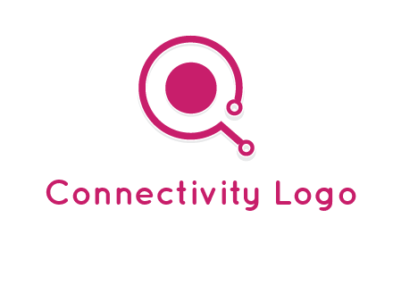 circle is placed inside a letter q shaped network node logo