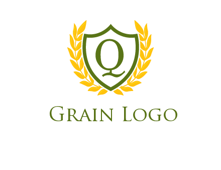 letter q inside emblem with olive leafs