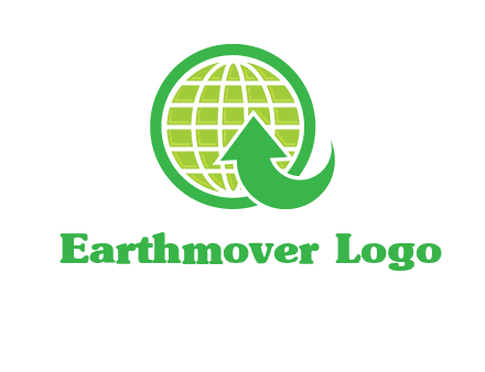 an arrow is placed in front of a globe embossed in a circle logo