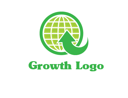 an arrow is placed in front of a globe embossed in a circle logo