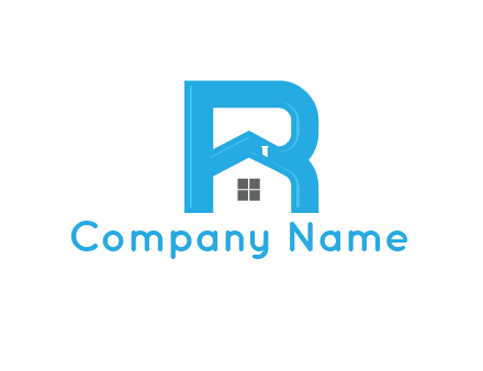 house merged with letter r logo