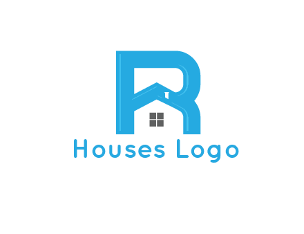 house merged with letter r logo