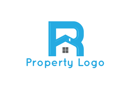 house merged with letter r logo