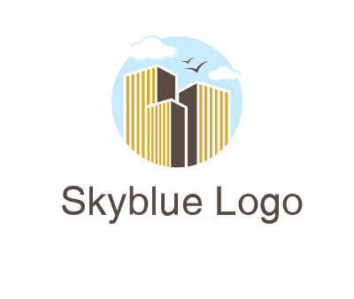 circle sky with buildings logo illustration