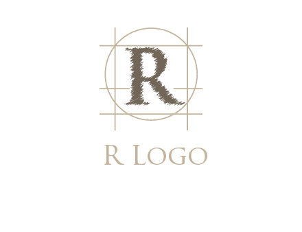 letter r inside in circle with lines logo