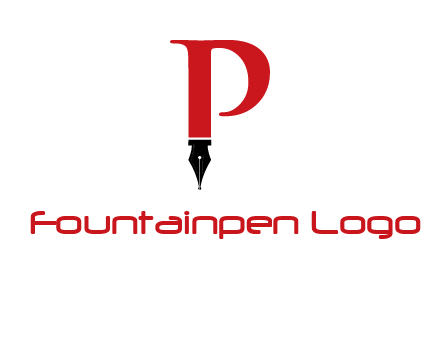 nib of a pen is placed beneath the letter p logo