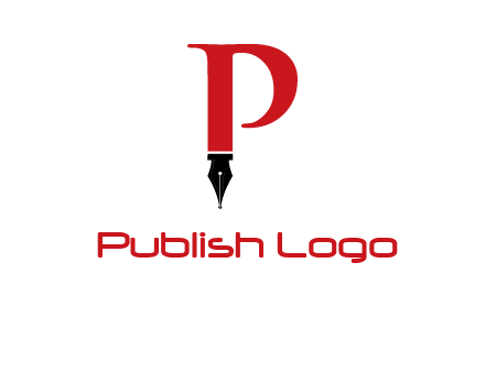 nib of a pen is placed beneath the letter p logo