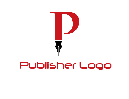 nib of a pen is placed beneath the letter p logo