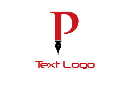 nib of a pen is placed beneath the letter p logo