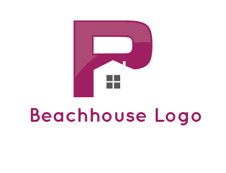 house in front of letter p logo