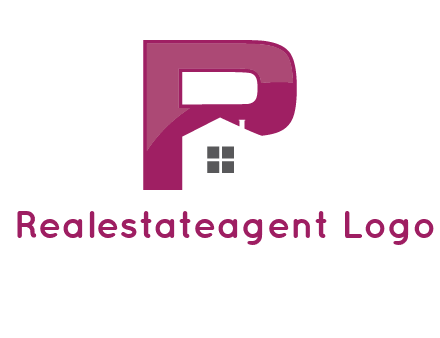 house in front of letter p logo